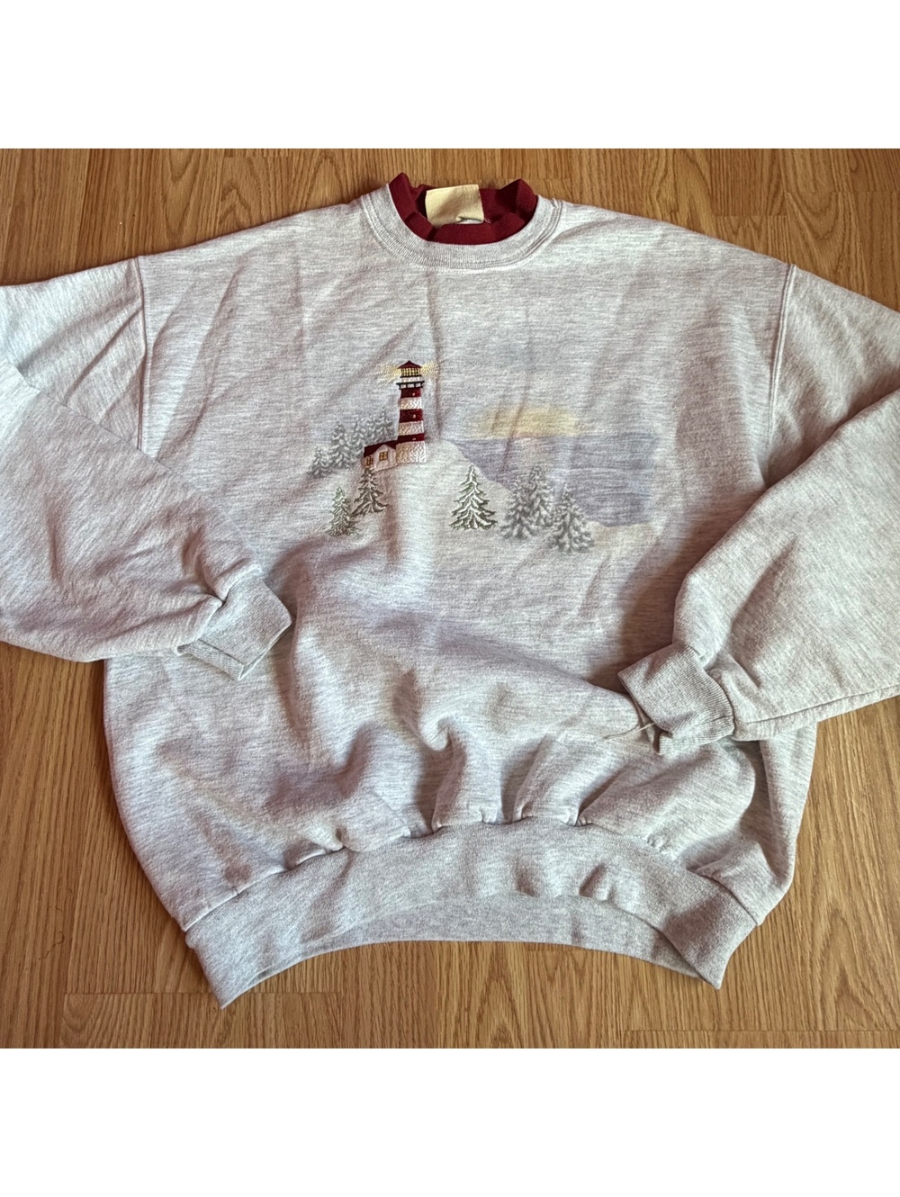 Vintage Crewneck Sweater Nautical Lighthouse
